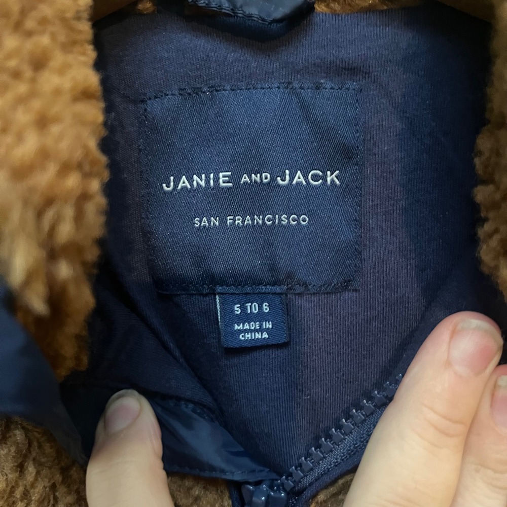 Janie and Jack Kids Brown Sherpa Fleece Quarter Zip Mock Neck Pullover 5-6 - Picture 2 of 6